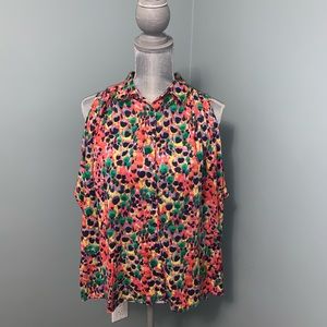 GAP size small flowy sleeveless button down print summer blouse